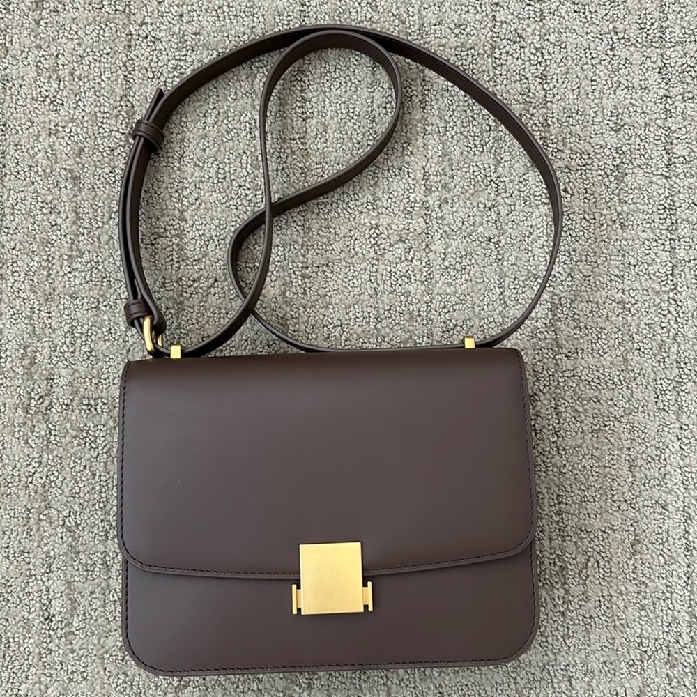 Quince Brown Crossbody Bag with Gold Accent